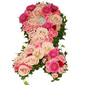 Rosa bandet dekoration - Begravningshjärtan - Vackra Begravningsblommor