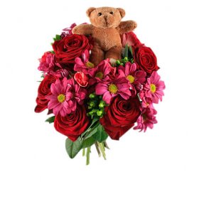 Ett fång kärlek med nalle - Buketter - Skicka blommor med blombud - Flowerhouse