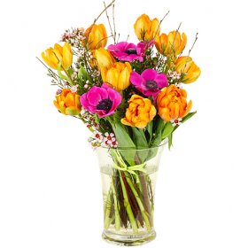 Orange vårbukett - Tulpaner - Skicka blommor med blombud - Flowerhouse